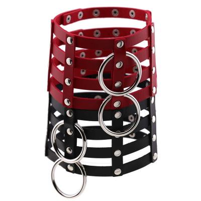 China Submissive high quality fake fetish slave collar choker collar fetish leather slave bdsm for sale