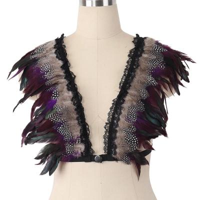 China High Quality Eco-friendly Fashion Underwear Cage Harness Body Black Belt With Feather For Women Cage Bra for sale