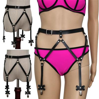 China Harajuku Cosplay High Quality Punk Rock Cosplay Harajuku Goth Elastic Nylon Elastic Leg Clip Harness Harness High Quality Handmade Single Sock Garter Elastic Nylon Harness for sale