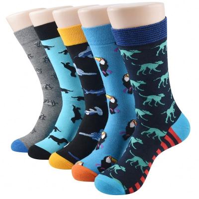 China QUICK DRY Customized Animal Crew Print Series Crew Socks Men's Striped Dress Business Crew Socks for sale