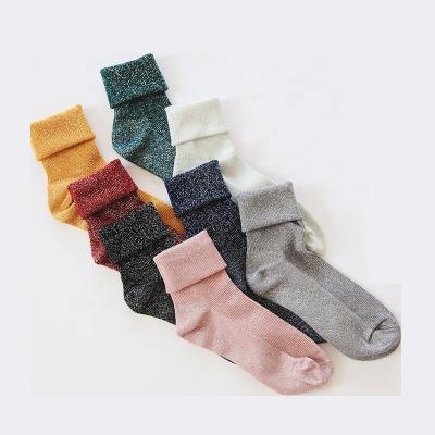 China Fall QUICK DRY wholesale foldable fashion glitter lurex shiny socks for sale