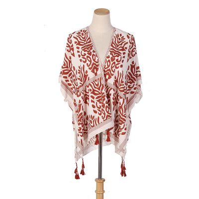 China Summer Selling MI Kimono Casual Beach Floral Print Chiffon Scarf Hot High Quality Outdoor Travel Shawl Cover Up for sale