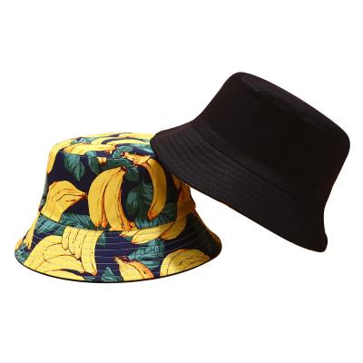 China Wholesale Printed Sunshade Fruit Pattern Fisherman Hat Summer Outdoor Sports Sunshade Unisex Double Sided Designed Wearing Bucket Hat for sale