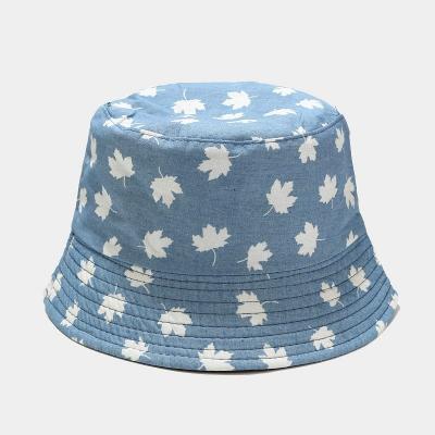 China Parasol Custom Design New Print Fisherman Hat Summer Small Flower Double Sided Port Maple Leaf Rose Bucket Hat for sale