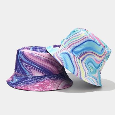 China Custom Colorful Graffiti Bucket Hat Male Fisherman Hat Double Sided Wearing Sunscreen Sunscreen Female Foldable Sunshade Beach Hat for sale