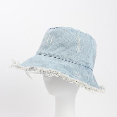 China Unisex Denim Bucket Hats Jean Outdoor Custom Vintage Fishing Sunshade Fashion Denim Bucket Hats for sale