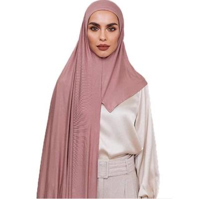 China Gauze Hijab Scarf Convenient Headscarf Women's Long New Fashion Style Gauze Easy-wear Muslim Shawl Scarf Solid Color for sale