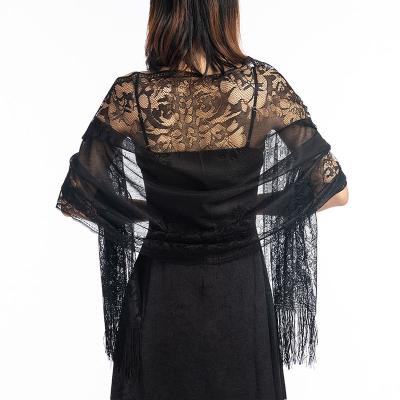 China Luxury Bestselling Soft Elegant Lace Shawl for Bridesmaids and Evening Dress Cheongsam Shawl for Parties and Banquets Lace Shawl Hollow-out Scarf for sale