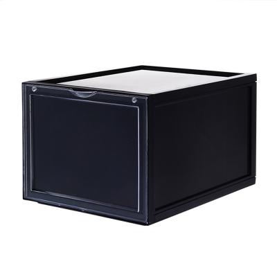 China Wholesale Viable Clear Plastic Sneaker Shoe Stackable Storage Boxes Drop Front Acrylic Drawer Type Magnetic Clear Shoe Box for sale