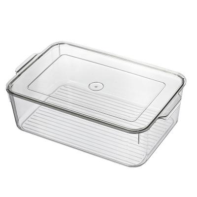 China Clear Plastic Stocked Kitchen Food Storage Box Container Set Square Fridge Organizer Crisper Fridge Drawer Boxes Bins for sale