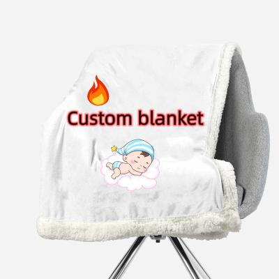 China Custom Baby Blanket Blanket Nap Folded Print Warm Lamb Flannel Digital Printing Blanket Double for sale