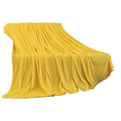 China Nordic Style Folded Striped Milk Pile Bed Blanket for Fall and Winter Season (HOT SALE) for sale