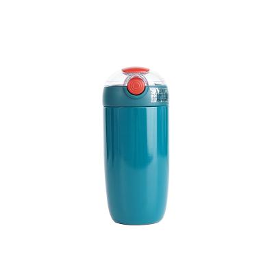 China Sustainable Eco Friendly 320ml Double Wall Stainless Steel Powder Coated Straw Water Bottle for sale