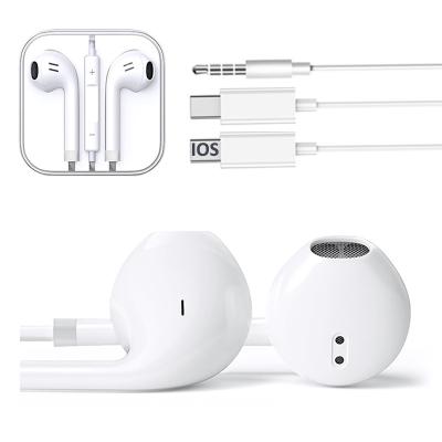 China Handsfree 8Pin Phones Wired Earbuds For iPhone 6 7 11 12 3.5mm Jack Wired Earbuds In Ear Type C Earbuds For Samsung NOTE10 for sale