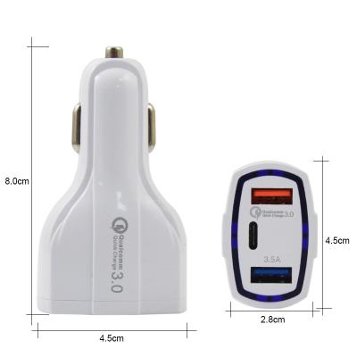 China Electric tool factory direct wholesale palladium TYPE C USB car charger USB power adapter in car for charging mobile phones for sale