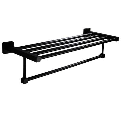 China Wholesale Modern Towel Bar Hotel Bathroom Stainless Steel Wall Mounted Black Towel Rack 30-60 Sizes for sale