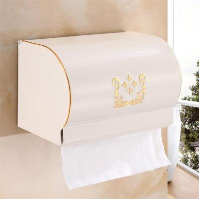 China Modern Bathroom Accessories White Gold Tissue Box Ivory Ivory Antique Cut Out Anti-collision Waterproof Paper Roll Box for sale