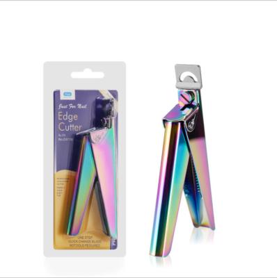 China Art Manicure Rainbow Silver Gold Silver U Shaped Nail Clipper Sets Stainless Steel Blades Nail Tips Trimmer Sharp Hot False Nail Edge Cutters for sale