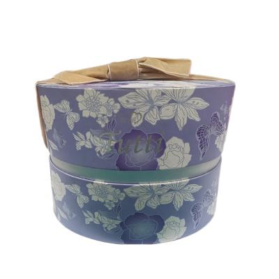 China Handmade Custom Box Violet Ellipse Box With Bow Multilayer Logo Printed Oval Cosmetic Packaging for sale