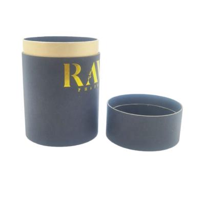 China Recycled Materials Cylinder Custom Luxury Drug Packaging Black And Gold Box Cosmetic Packaging for sale