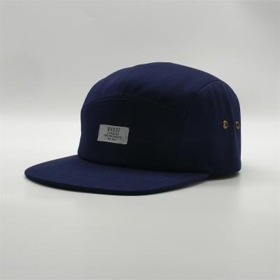 China COMMON Flat Panel Logo Custom Snapback Caps Mens Outdoor Sports Hats Navy Blue 5 Brim Small Quantity for sale