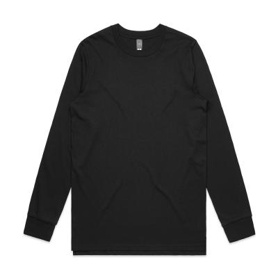 China New Arrival High Quality Custom Logo Cotton Black White Crew Neck Anti-pilling Long Sleeve T-shirt Men for sale