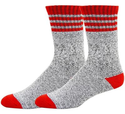 China Custom Logo Winter Eco Friendly Antibacterial Heavyweight Recycled Cotton Thermals Striped Crew Sock Men Sport Sock for sale