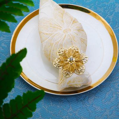 China Napkin Ring Flower Metal Napkin Rings Stand Gold Viable Napkin Rings For Wedding Party Table Decoration for sale