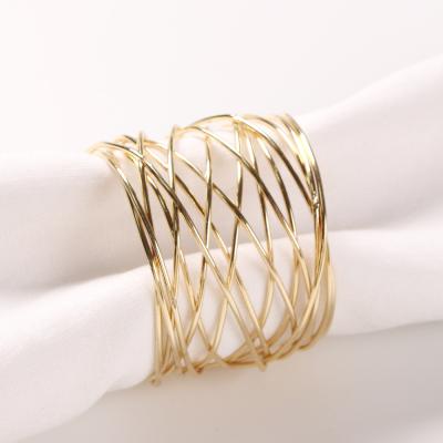 China Europe Stain Wedding Gold Iron Buckle Napkin Wrapping Napkin Ring Silk Wrapping Napkin Ring for sale