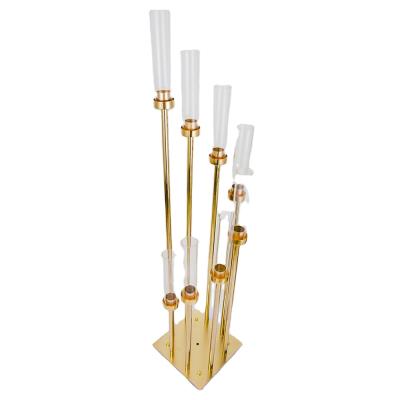 China European Wholesale Luxury Wedding Centerpieces Classic 8-Arm High Metal Plating Candlestick Stand for sale