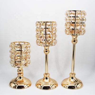 China Northern Europe 3 Pcs / Set Christmas Gold Crystal Candlestick European Style Ornaments Metal Candle Holder for sale