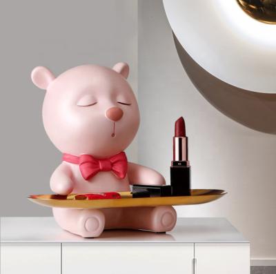 China European style creative cute sleepy decorative tray bear Europe desktop decoration for sale