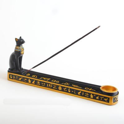 China Best Incense Holder Incense Holder Home Censer Incense Holder Egyptian Cat Decoration Resin Hand-Painted Crafts for sale