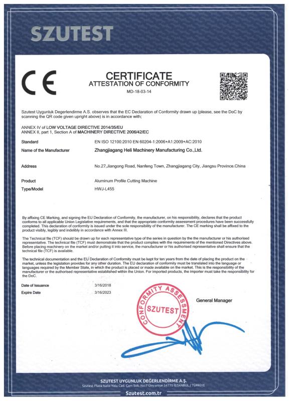 CE - Zhangjiagang Heli Machinery Manufacturing Co., Ltd.