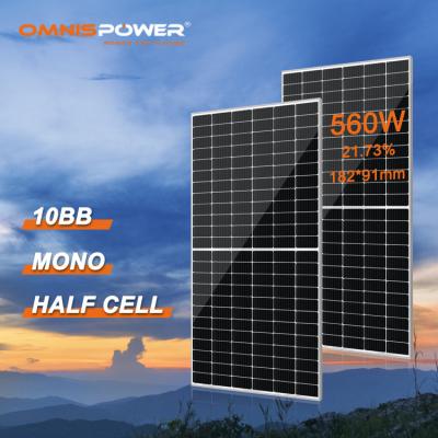 China Solar Panel Module 182mmx182mm Hot Selling 560 Watt JA Panel High Quality 10 Core Monocrystalline Solar Cells 10BB 144 Half PV for sale