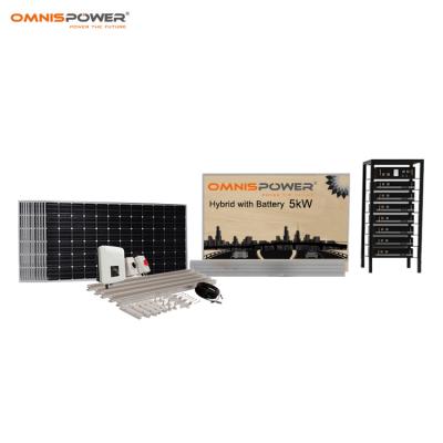 China Hybrid Full System Hybrid Solar Power Home 5KW Off Grid Battery Storage Solar Power Panel Hybrid System for sale