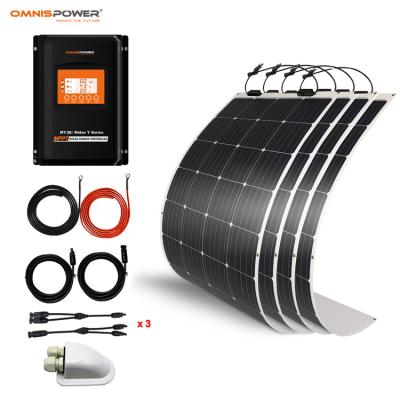 China Outdoor High Quality Flexible Solar Panel Kit Factory Price Complete Set 400 Watt for RV VAN Boat Cabin 40A MPPT Charge Controller for sale