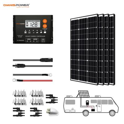 China Factory Price High Quality Outdoor Moving RV VAN Marine Boat Cabin Camping 12V 24V 20A PWM Charge Controller 400 Watt Solar Power System for sale