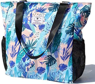 China Polyester Fiber Flower Waterproof Large Handbag Multifunctional Simple Large Capacity Shoulder Bag Handbag for sale