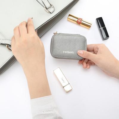 China Multi-Function Lipstick Pouch Mirror Bag Lipstick Pouch Travel Rose Bag Lady PU Cosmetic Bag Makeup for sale