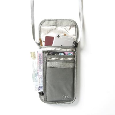 China Washable Nylon Fabric Mesh Neck Bag Travel Passport Cover Holder With Rfid Blocking for sale