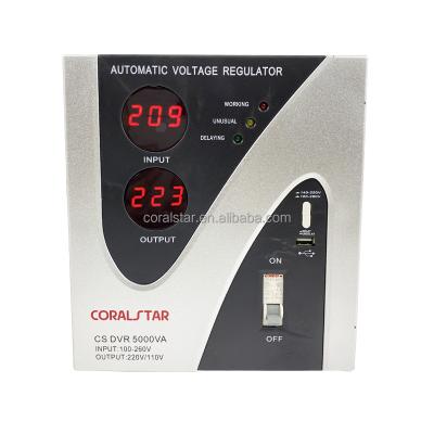 China 5000W Automatic Voltage Regulator AC Power Supply Stabilized Stabilizer, Induction Voltage Stabilizers Regulator Coralstar Factory Price for sale