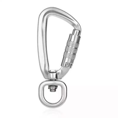 China Carabiner de escalada de rocha auto giratório de alumínio de aviação com bloqueio automático 4KN Snap Hook à venda