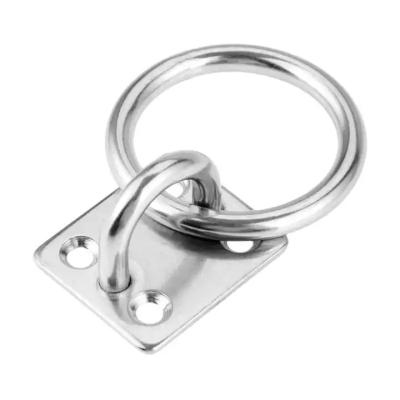 China Marine Hardware Wall Mounted Square Pad Eye Plate met gelaste ring en gegalvaniseerde afwerking Te koop