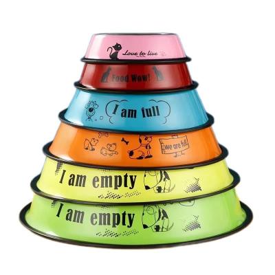 China Stylish and Durable Stainless Steel Pet Bowl Colorful Painted Design for Happy Pets for sale