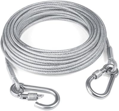 China Tresbro 50-foot Reflective Dog Leash for Dogs Up to 250 Pounds Steel Wire Dog Leash with Stainless Steel Double Buckle for sale