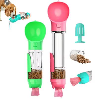 China 4 IN 1 Leak Proof Portable Pet Water Dispenser With Food Container Bag Holder Poop Scooper for sale