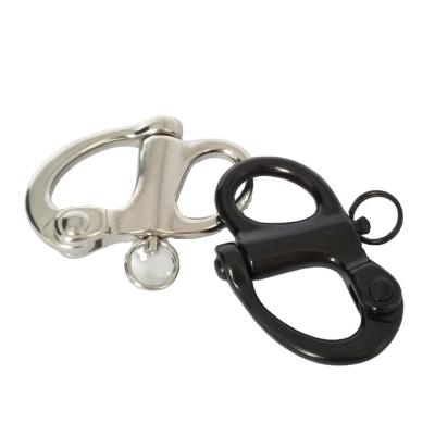 China Marine Hardware Quick Release Fixed Shackle with Round Ring and Black Oxide Finish for sale