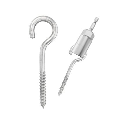 China 304 Stainless Steel Heavy Screw Eye Hook Wood Terminal Eye Screw with Galvanized Finish for sale