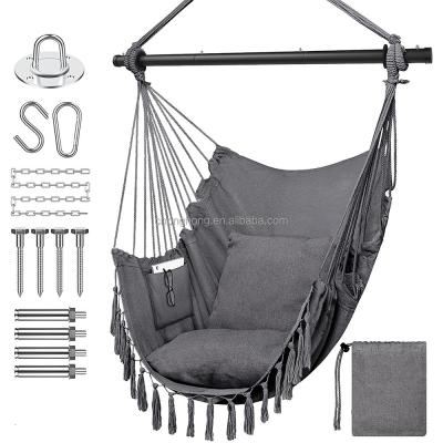 China 100*130cm 320g Polyester-cotton Hanging Rope Swing Hammock With Two Pillows Te koop